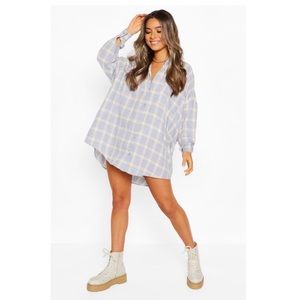 BOOHOO Petite Oversized Flannel Dress